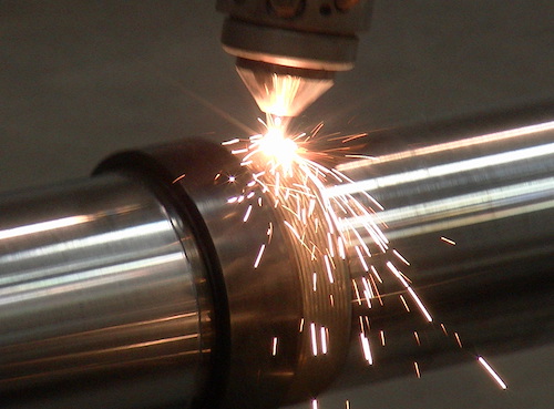 Laser cladding of a steel mill shaft